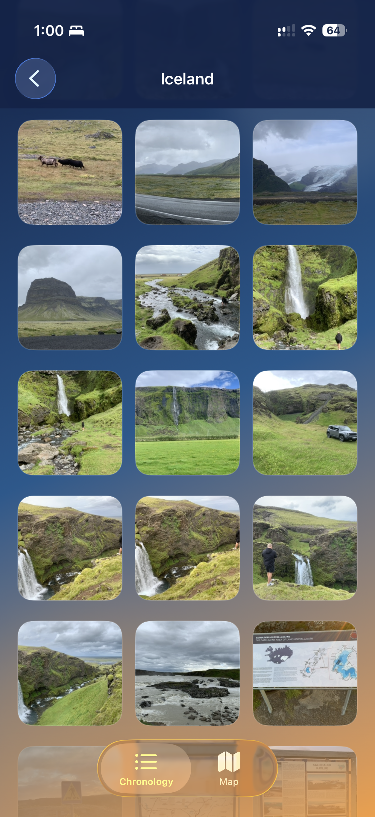 ChronicleShot Iceland gallery showing grouped photos from one visit